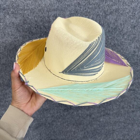 Summer Romero Hat Straw Panama Wide Brim Multicolor Embroidered Boho main image 6